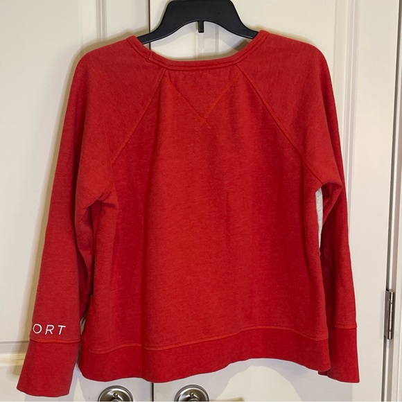 Tommy Hilfiger Sport Womens XL Red Navy Gray Colorblock Crew Sweatshirt - Picture 2 of 7
